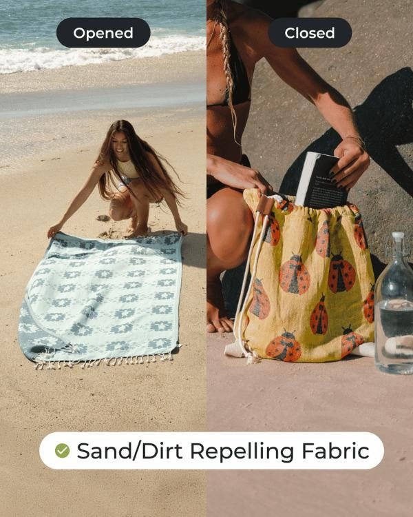 โฐ๐๏ธ2-in-1 Convertible Towel & Backpack with Inner Zip Pocket & Sand-Repelling Fabric