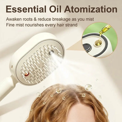 Hydrating Mist Massage Hair Brush for Smooth, Frizz-Free Hair