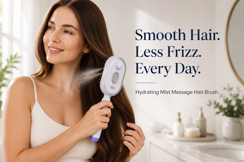 Hydrating Mist Massage Hair Brush for Smooth, Frizz-Free Hair