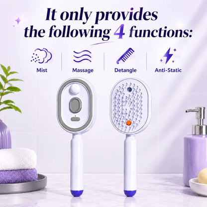 Hydrating Mist Massage Hair Brush for Smooth, Frizz-Free Hair