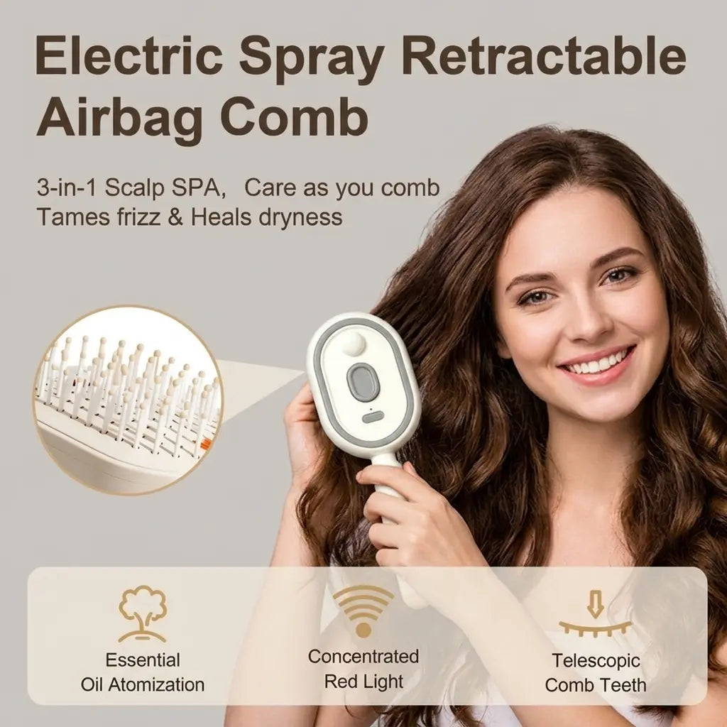 Hydrating Mist Massage Hair Brush for Smooth, Frizz-Free Hair