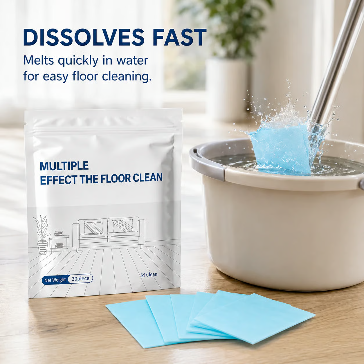 Floor Cleaning Sheets – Fast-Dissolving Multi-Surface Mop Cleaner