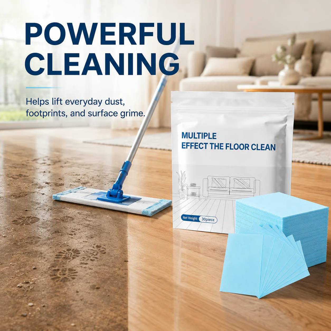 Floor Cleaning Sheets – Fast-Dissolving Multi-Surface Mop Cleaner