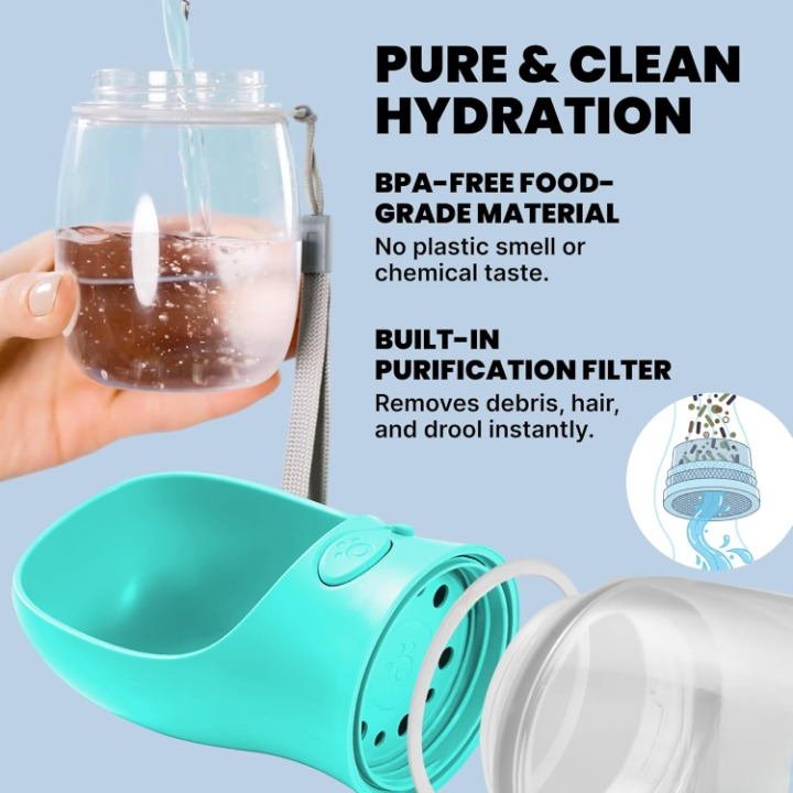 PawEaseGo™ 2-in-1 Pet Travel Station - Leak-Proof Bottle & Snack Cup 🐾