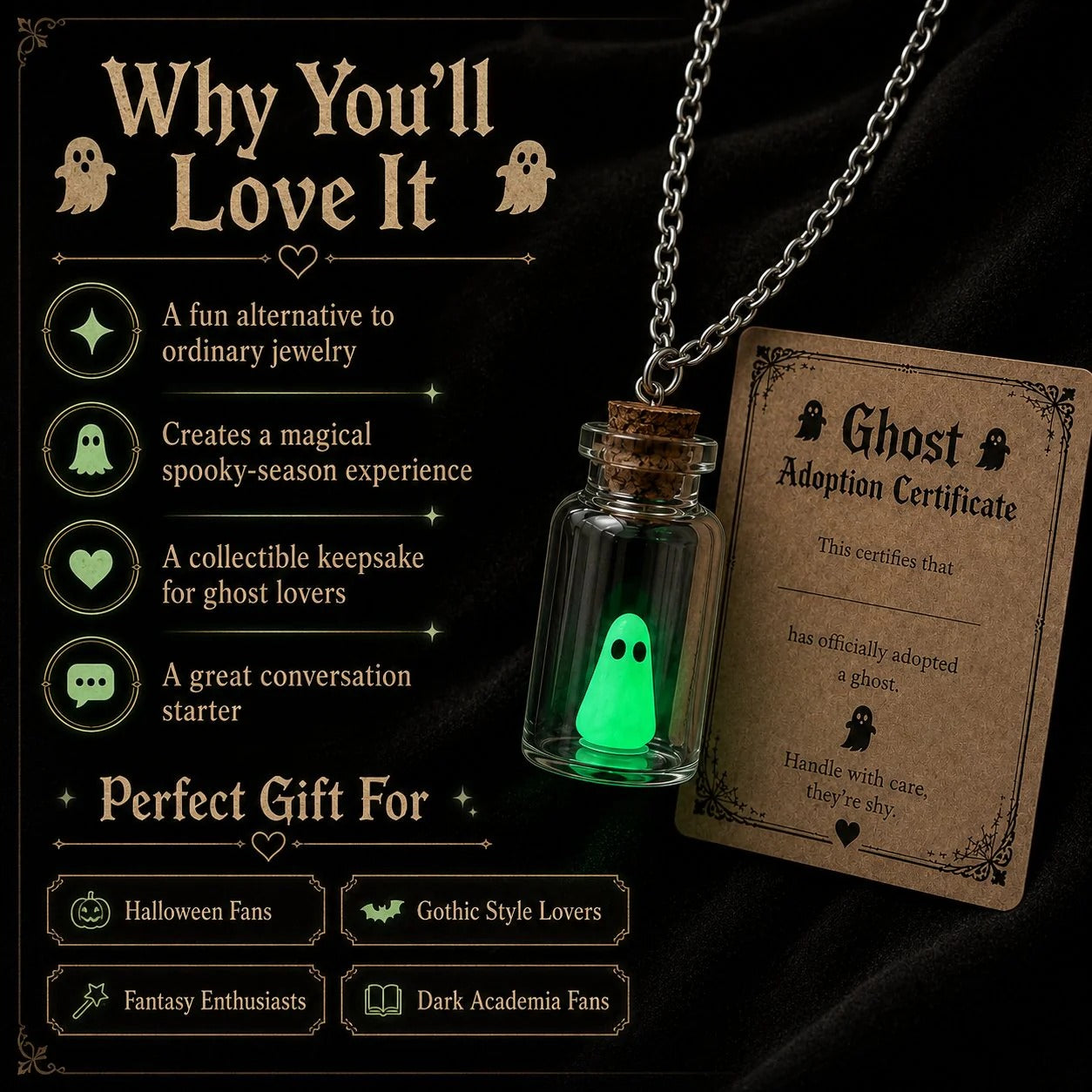 Wear Your Spooky Companion ghost necklace
