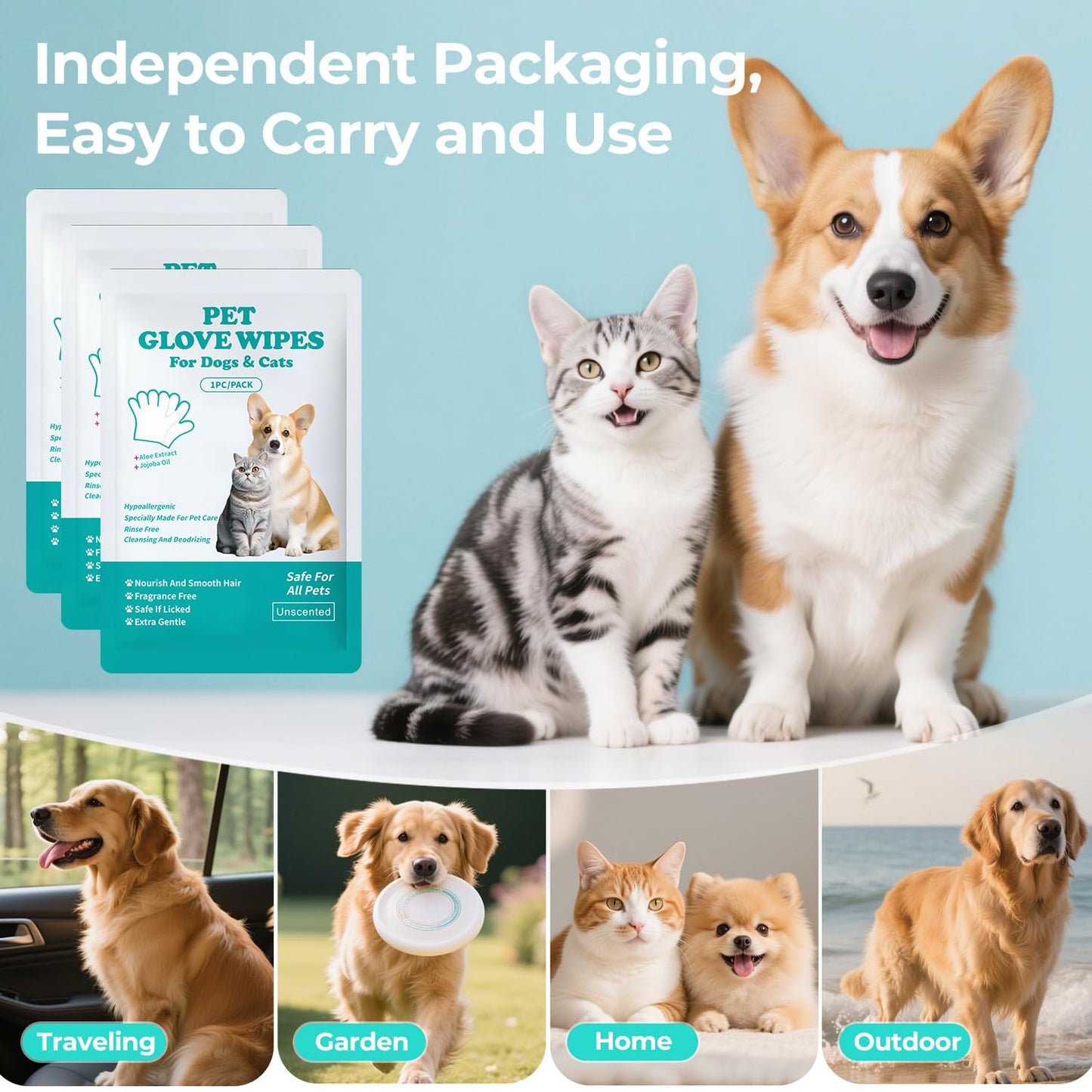 PawEaseGo™ Grooming Glove Wipes