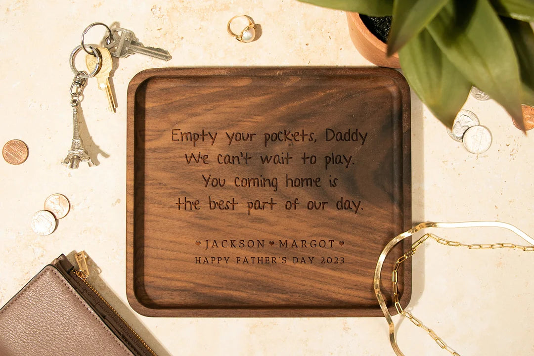 Custom Leather Catchall Personalized Valet Tray for Men