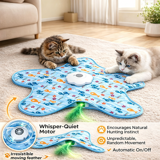 PawEaseGo™ Interactive Cat Hunting Mat – Rechargeable Hide & Seek Feather Toy for Indoor Cats