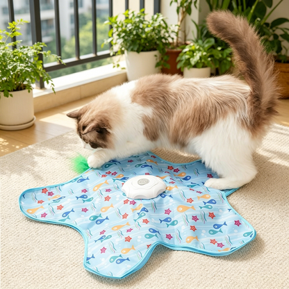 PawEaseGo™ Interactive Cat Hunting Mat – Rechargeable Hide & Seek Feather Toy for Indoor Cats
