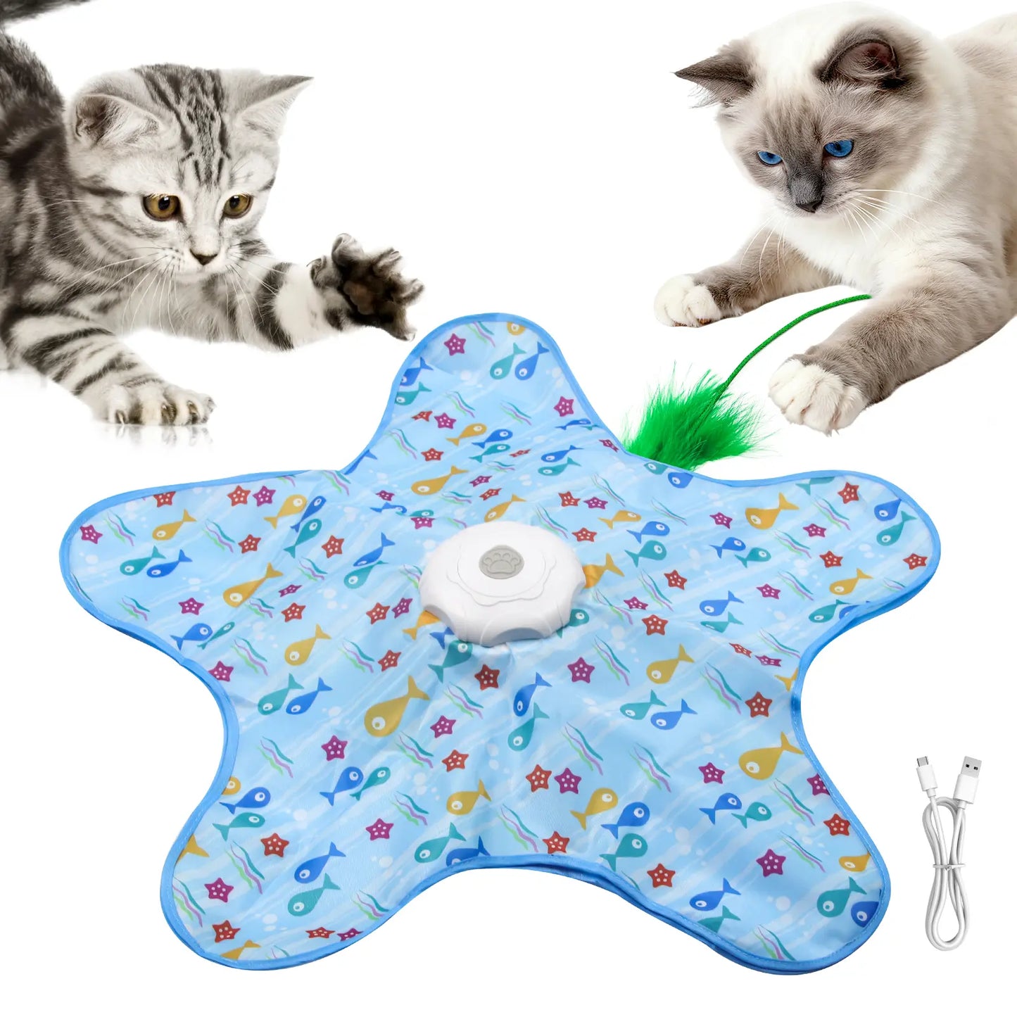 PawEaseGo™ Interactive Cat Hunting Mat – Rechargeable Hide & Seek Feather Toy for Indoor Cats