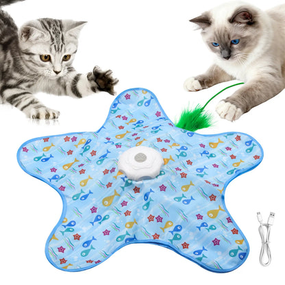 PawEaseGo™ Interactive Cat Hunting Mat – Rechargeable Hide & Seek Feather Toy for Indoor Cats