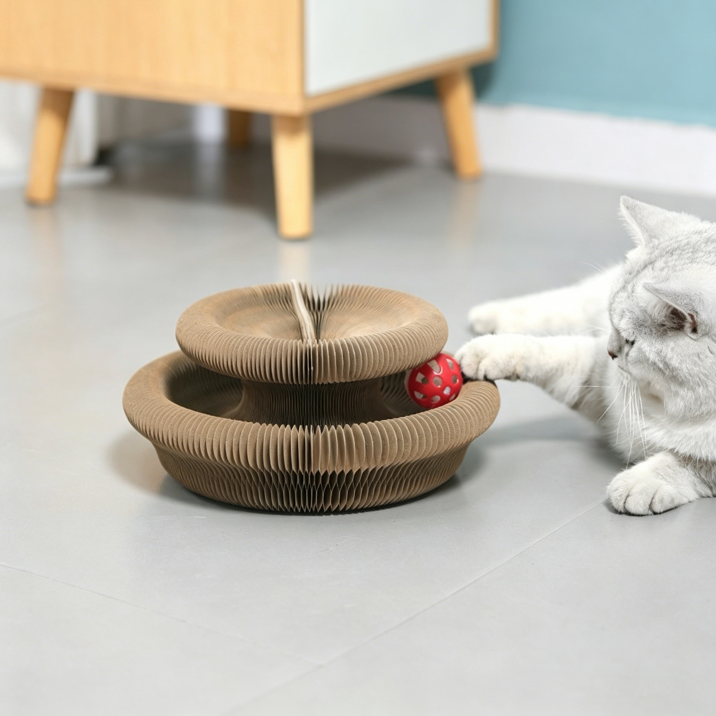 PawEaseGo™ Accordion Cat Scratcher Tunnel Bed – Interactive Scratcher & Play Lounge for Indoor Cats
