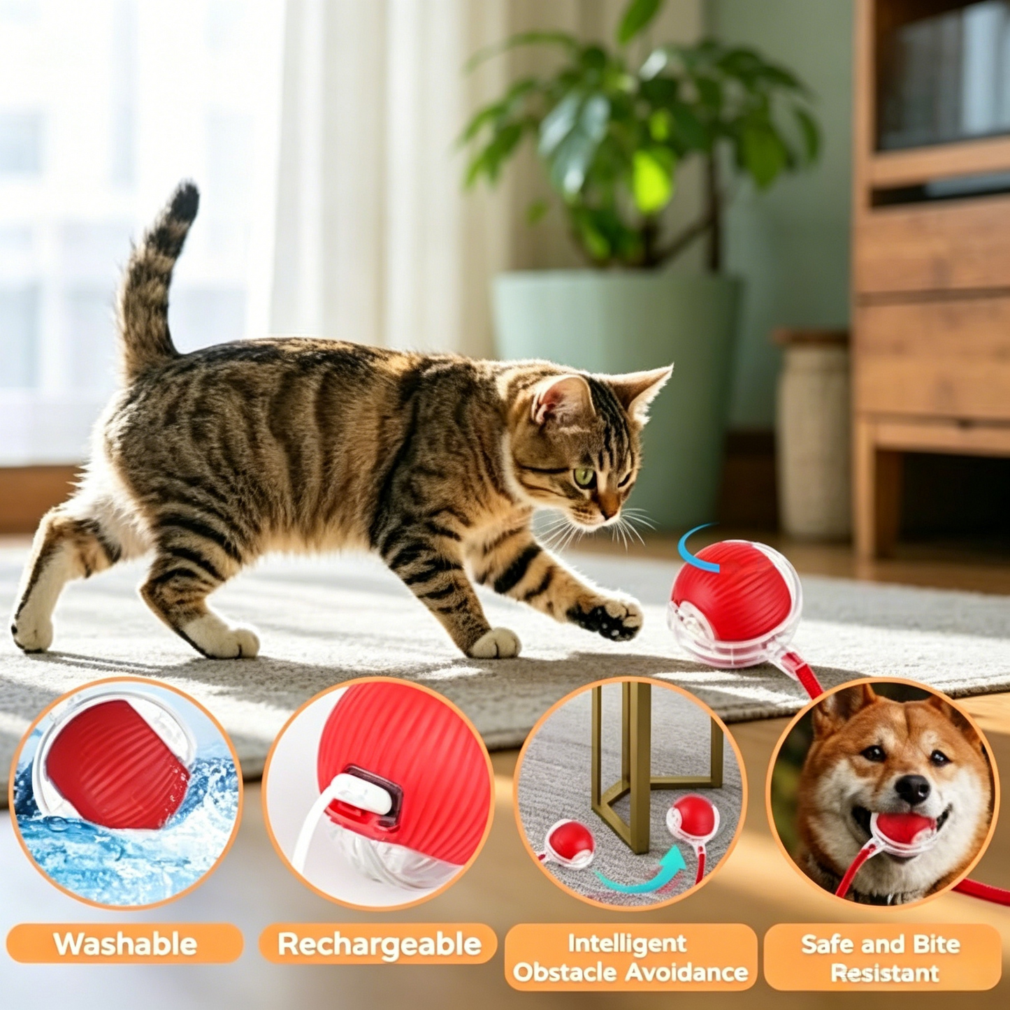 PawEaseGo™ OrbitPlay Smart Rolling Cat Toy Ball