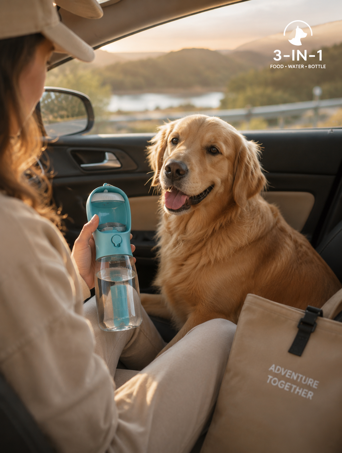 PawEaseGo™ TravelBuddy 3-in-1 Pet Water Bottle
