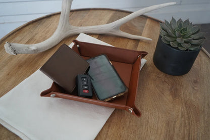Custom Leather Catchall Personalized Valet Tray for Men